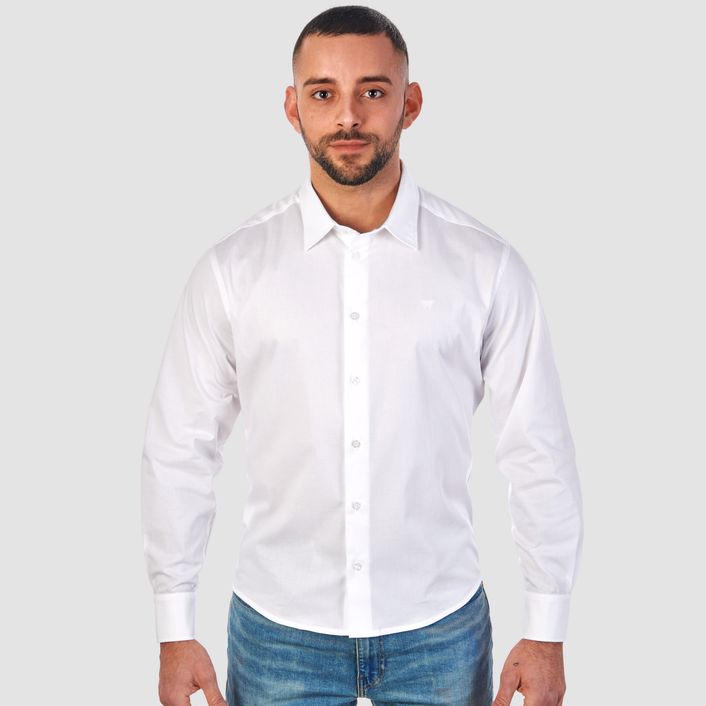 Herrenhemd für Bodybuilder in weiß - Handmade in Berlin